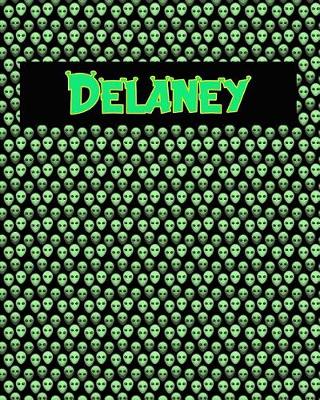 Book cover for 120 Page Handwriting Practice Book with Green Alien Cover Delaney