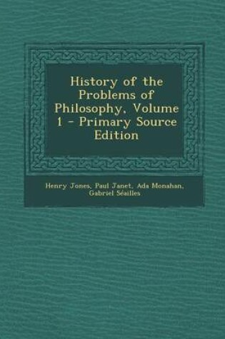 Cover of History of the Problems of Philosophy, Volume 1