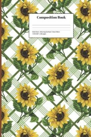 Cover of Composition Book Wide-Ruled Blooming Sunflower Tartan Pattern