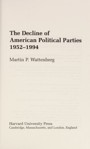 Book cover for The Decline of American Political Parties, 1952-94