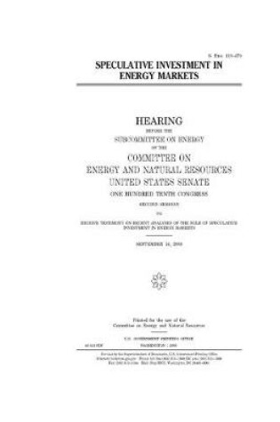 Cover of Speculative investment in energy markets