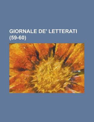 Book cover for Giornale de' Letterati (59-60)