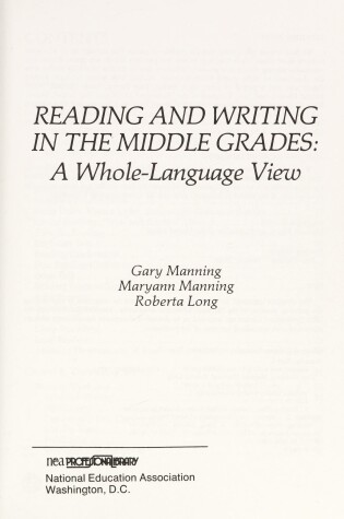 Cover of Reading and Writing in the Middle Grades