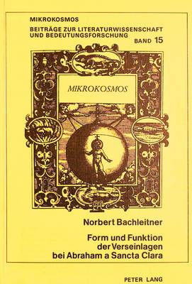 Book cover for Form Und Funktion Der Verseinlagen Bei Abraham a Sancta Clara