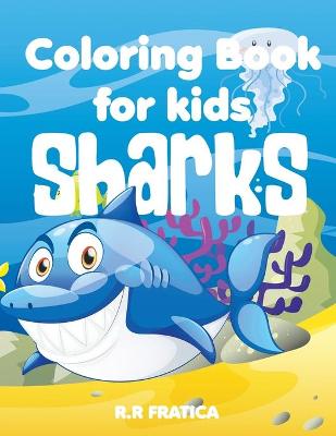 Book cover for Sharks coloring book for kids