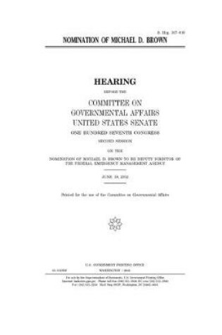 Cover of Nomination of Michael D. Brown