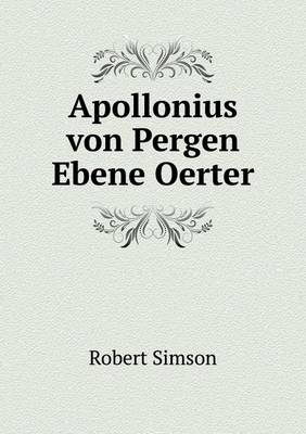 Book cover for Apollonius von Pergen Ebene Oerter