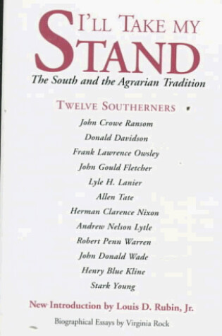 Cover of I'll Take My Stand