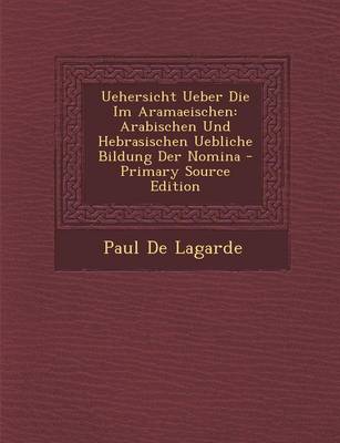 Book cover for Uehersicht Ueber Die Im Aramaeischen