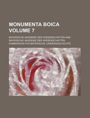 Book cover for Monumenta Boica Volume 7