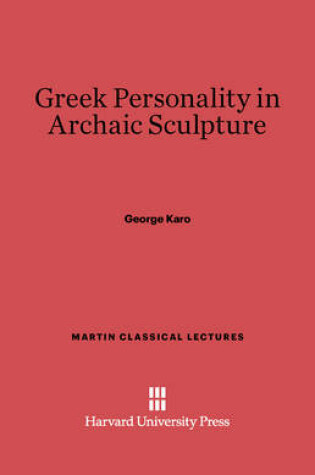 Cover of Greek Personality in Archaic Sculpture