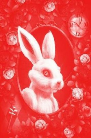 Cover of Alice in Wonderland Pastel Modern Journal - Outwards White Rabbit (Red)
