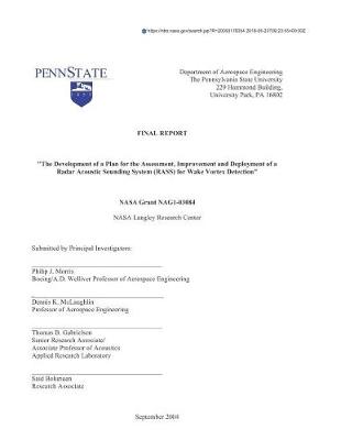 Book cover for The Development of a Plan for the Assessment, Improvement and Deployment of a Radar Acoustic Sounding System (Rass) for Wake Vortex Detection