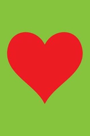 Cover of 100 Page Blank Notebook - Red Heart on Lawn Green