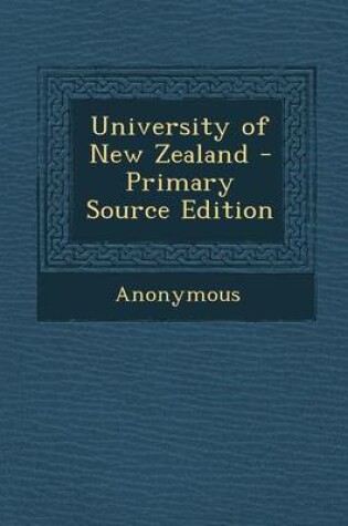 Cover of University of New Zealand