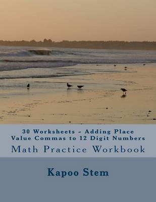 Book cover for 30 Worksheets - Adding Place Value Commas to 12 Digit Numbers