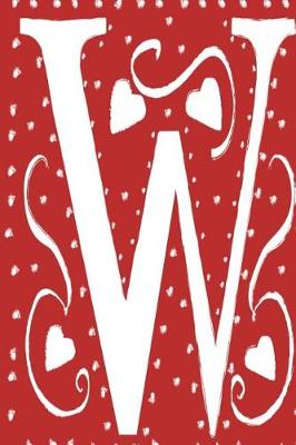 Book cover for Monogram Journal Letter W Hearts Love Red White