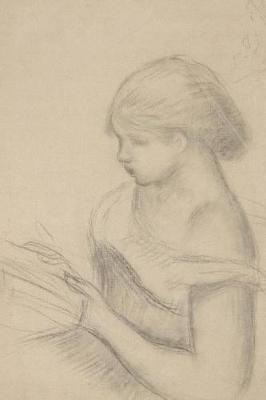 Book cover for 150 page lined journal A Girl Reading (with a Sketch of Seated Woman) Pierre Aug