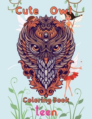 Book cover for cute owl Coloring Book teen