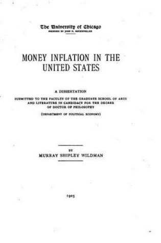 Cover of Money inflation in the United States, a study in social pathology