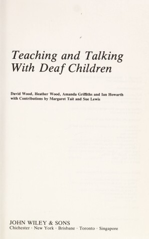 Cover of Teaching and Talking with Deaf Children