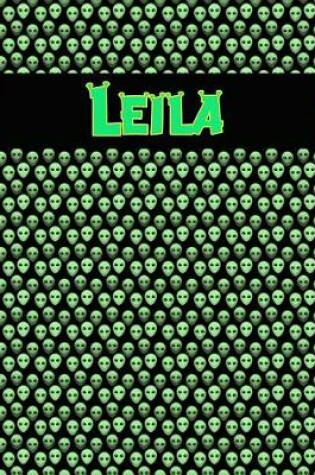 Cover of 120 Page Handwriting Practice Book with Green Alien Cover Leila