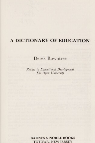 Cover of A Dictionary of Education