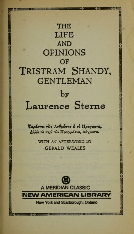 Book cover for Sterne Laurence : Tristram Shandy