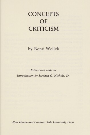 Cover of Concepts of Criticism