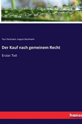 Cover of Der Kauf nach gemeinem Recht