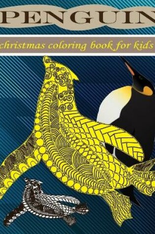 Cover of penguin Christmas coloring book for kids