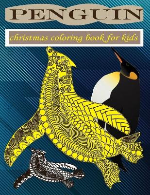 Book cover for penguin Christmas coloring book for kids