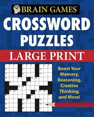 Book cover for Brain Games - Crossword Puzzles - Large Print (Blue)