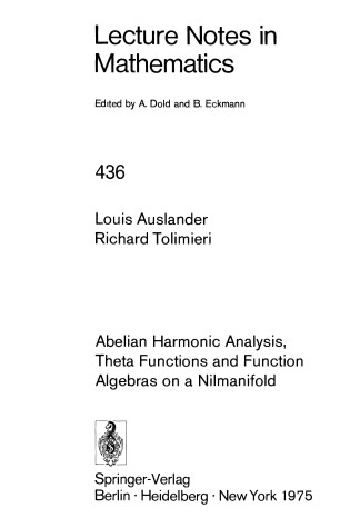 Cover of Abelian Harmonic Analysis, Theta Functions, and Function Algebra on a Nilmanifold