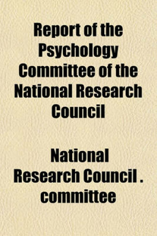 Cover of Report of the Psychology Committee of the National Research Council