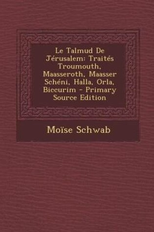 Cover of Le Talmud de Jerusalem