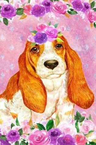 Cover of Bullet Journal Notebook for Dog Lovers Basset Hound in Flowers 3