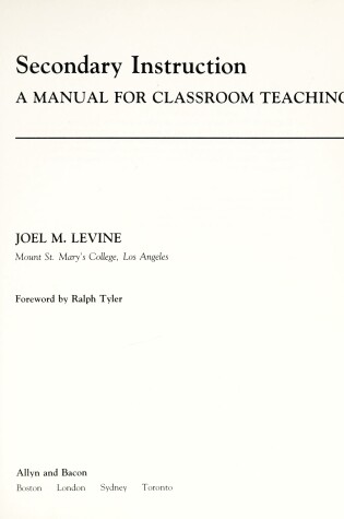 Cover of Secondary Instruction