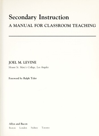 Book cover for Secondary Instruction