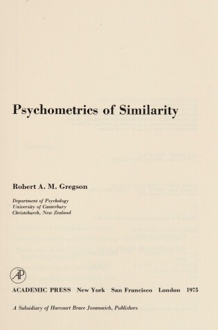 Cover of Psychometrics of Similarity