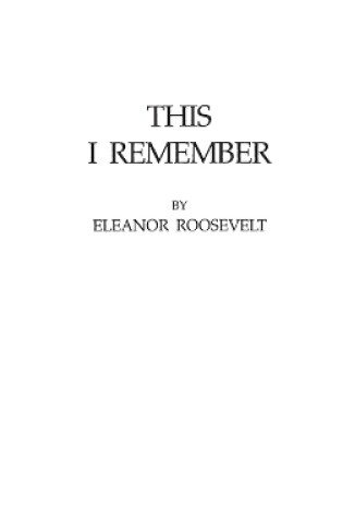 Cover of This I Remember