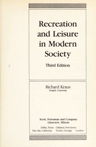 Book cover for Recreation and Leisure in Modern Society