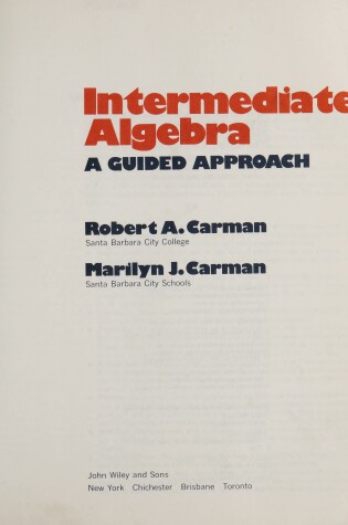 Cover of Intermediate Algebra
