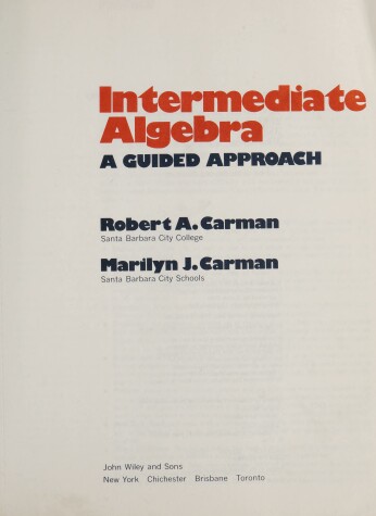 Book cover for Intermediate Algebra