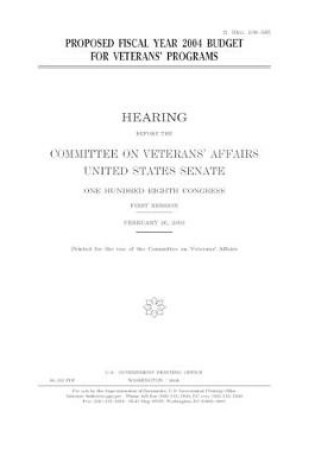 Cover of Proposed fiscal year 2004 budget for veterans' programs