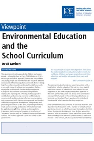 Cover of Environmental Education and the School Curriculum