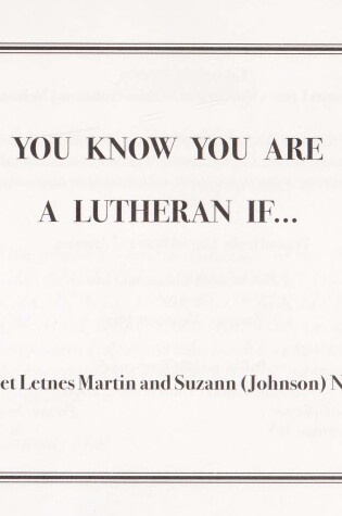 Cover of You Know Your're a Lutheran If