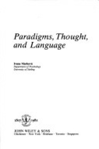 Cover of Paradigms, Thought and Language