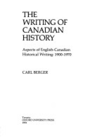 Cover of Writing of Canadian History