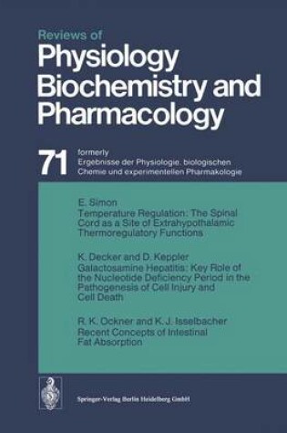 Cover of Reviews of Physiology, Biochemistry and Pharmacology 71